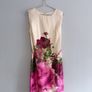 Pre Owned Marc Angelo Floral Satin Shift Dress with Matching Belt Image 6