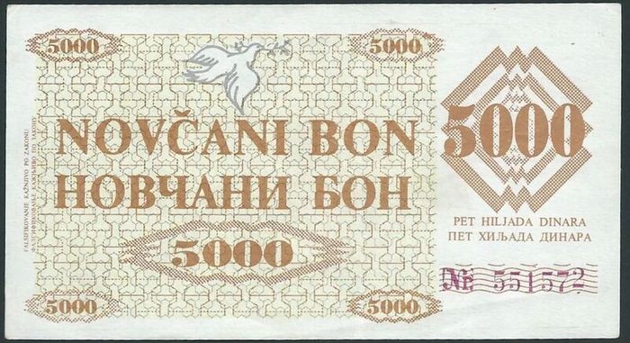 Bosnia & Herzegovina | 5000 Dinara | 1992 | P.9g | Xf+