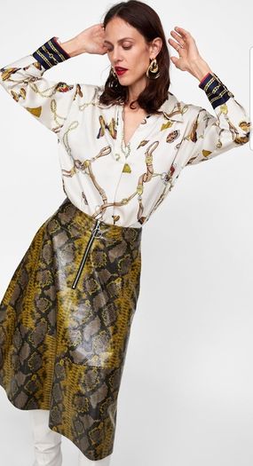 ZARA  shiny SNAKESKIN print skirt bloggers favourite