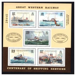1989 Guernsey Centenary of Great Western Railway Steamer Service to Channel Islands Commemorative Stamps Miniature Sheet Mint Never Hinged (MNH)