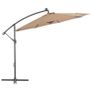 Cantilever Umbrella with LED Lights and Steel Pole 300 cm Taupe Image 5