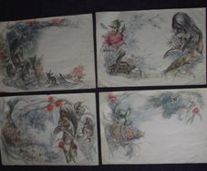 Brownie Downing - 4 X Rare Original Watercolour Illustrations - 3 signed
