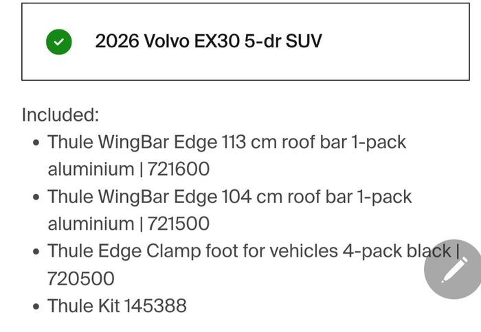 Thule Wingbar Edge Volvo EX30