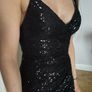 Gorgeous black ball gown with sequins and side slit Image 4