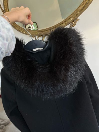 Zara Wool Blend Black Winter Duffel Coat XS