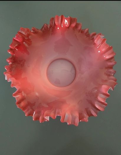 Glass Bowl Pink White