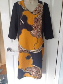 Cannellla Black & Mustard Dress Size  16