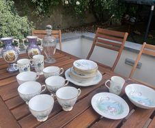 Vintage Royal Tara Fine Bone China Tea Set Floral Pattern & Gold Rim (Made in Ireland)