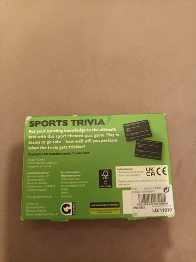 Sports trivia game