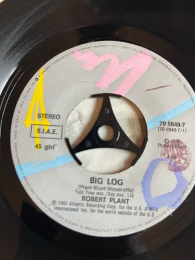 Robert Plant. Big log picture sleeve vinyl record single in vg+ condition