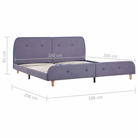 Bed Frame Light Grey Fabric 150x200 cm