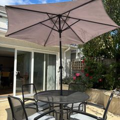 4 Seater Alexander Rose Patio dining table and parasol with base