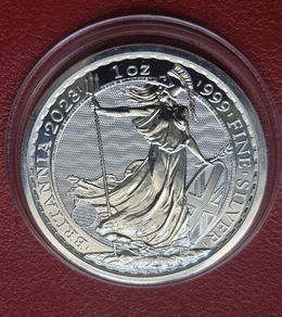 UK 1 oz silver BRITANNIA 2023 2 Pound BU coin