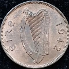 [#193] - Ireland 1942 | Irish 1/2d | Irish Half Penny | Sow | KM.10