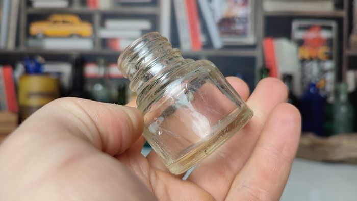 94 - Two Vintage Glass Screw Top Inkwell Bottles