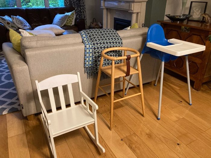 2 high Chaurs 1 child's rocking chair