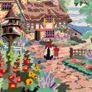 Vintage Hand Stitched Needlepoint Tapestry in Ornate Frame wall art Le Digeonier cottage Image 4