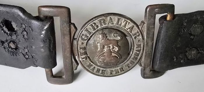 WW1 British Royal Marines ''Gibraltar'' Brass Belt & Buckle,