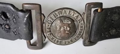 WW1 British Royal Marines ''Gibraltar'' Brass Belt & Buckle,