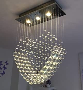 Heart Shape Crystal Chandelier, Modern Crystal Romantic LED Ceiling Lights Fixture, Rectangle Flush Mount Pendant Lamp for Living Room, Bedroom, Dining Room, Hallway, L50cm W20cm H70cm (FREE POSTAGE)