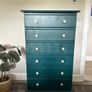 Solid Pine Chest of Drawers, Emerald Green Image 2