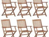 Folding Garden Chairs 6 pcs Solid Acacia Wood