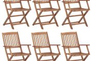 Folding Garden Chairs 6 pcs Solid Acacia Wood