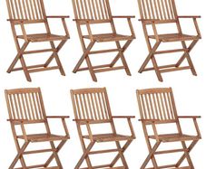 Folding Garden Chairs 6 pcs Solid Acacia Wood