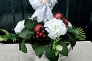 Christmas angel floral arrangement in white jug