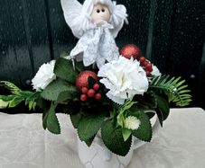 Christmas angel floral arrangement in white jug