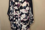 Nina Leonard navy/floral blouse (4XL)
