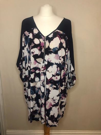 Nina Leonard navy/floral blouse (4XL)
