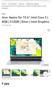 Acer Aspire Go 15.6" Intel Core 5 | 8GB | 512GB | Silver | Intel Graphics