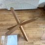 Round Glass top Dining Table w/Wooden Tri-X Frame Image 2