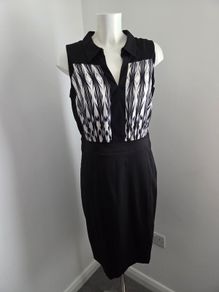 Worn once, like new. Size 14 Black and Cream sleeveless, collared dress from Star by Julien McDonald