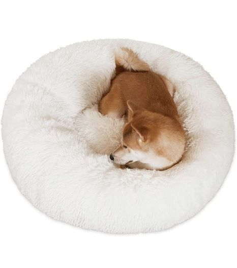 Calming Dog Bed - Washable Fluffy Plush Puppy Cat Bed with Anti-Slip Bottom 60cm