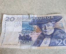 The Wonderful Adventures of Nils Banknote. Swedish Currency. Sweden Note. Story scene with a boy riding a snow goose in flight. Memorabilia