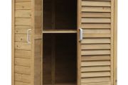 Garden Shed Wooden Garden Storage Shed 2 Door Unit Solid Fir Wood Garage Tool Organisation Cabinet 87L x 46.5W x 96.5Hcm