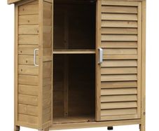 Garden Shed Wooden Garden Storage Shed 2 Door Unit Solid Fir Wood Garage Tool Organisation Cabinet 87L x 46.5W x 96.5Hcm