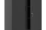 Metal Storage Cabinet with Locking Doors and 2 Adjustable Shelves, Small Lockable Storage Cupboard for Home Office Garage Black