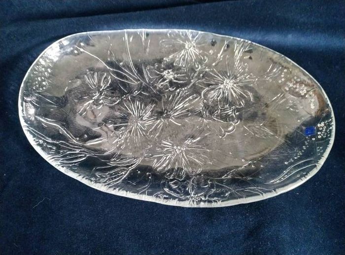 Hadeland, crystal platter , Scandinavian glass, Norway Glass platter