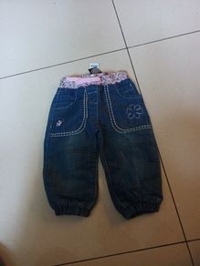 Dunnes Stores  Denim Print Waistband  Baby Girls Trousers.  Age 9-12 months.  B.N.W.T
