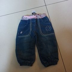 Dunnes Stores  Denim Print Waistband  Baby Girls Trousers.  Age 9-12 months.  B.N.W.T