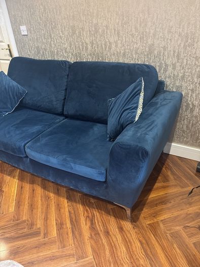 Blue velvet couch
