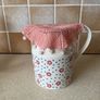 Johnston Brotger "Spoty Daisy " 2 Pint Jug & crochet cover  Peach Beaded jug c Image 9