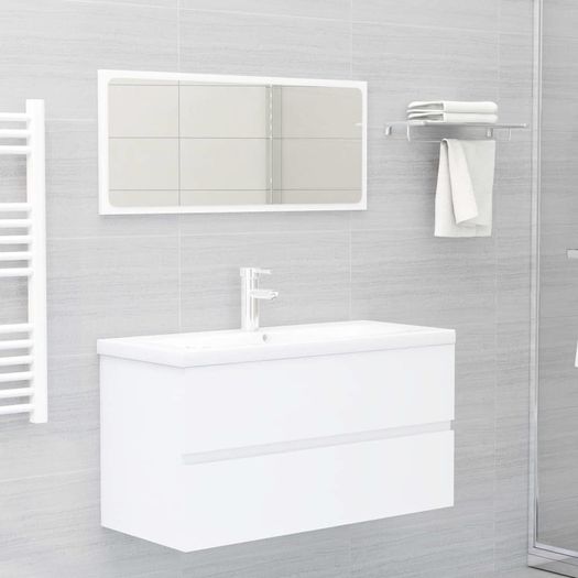 Sink Cabinet with Built-in Basin White Chipboard