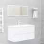 Sink Cabinet with Built-in Basin White Chipboard Image 3