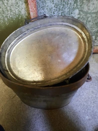 Vintage galvanise bucket with lid