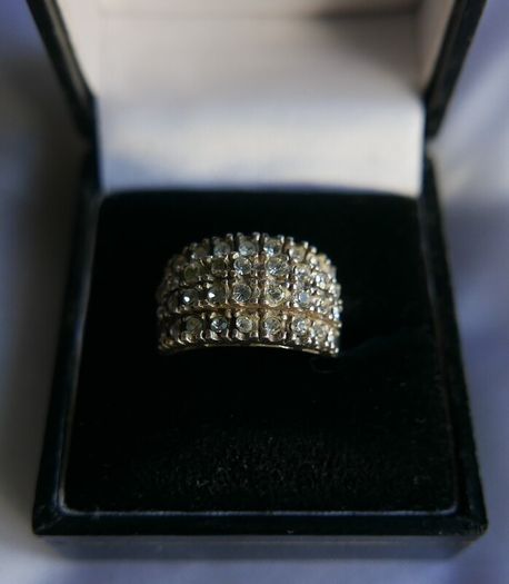 Vintage Sterling Silver 925 Lab Created Ice White Cubic Zirconia Cluster Ring size P - 4,95g