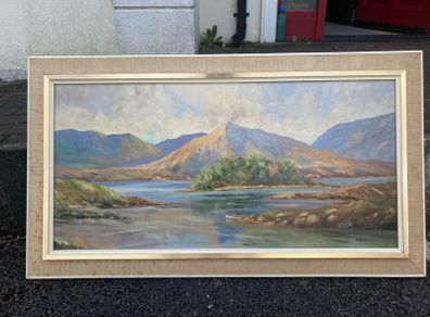 Large oil painting signed 1967 derryclare Lough Galway